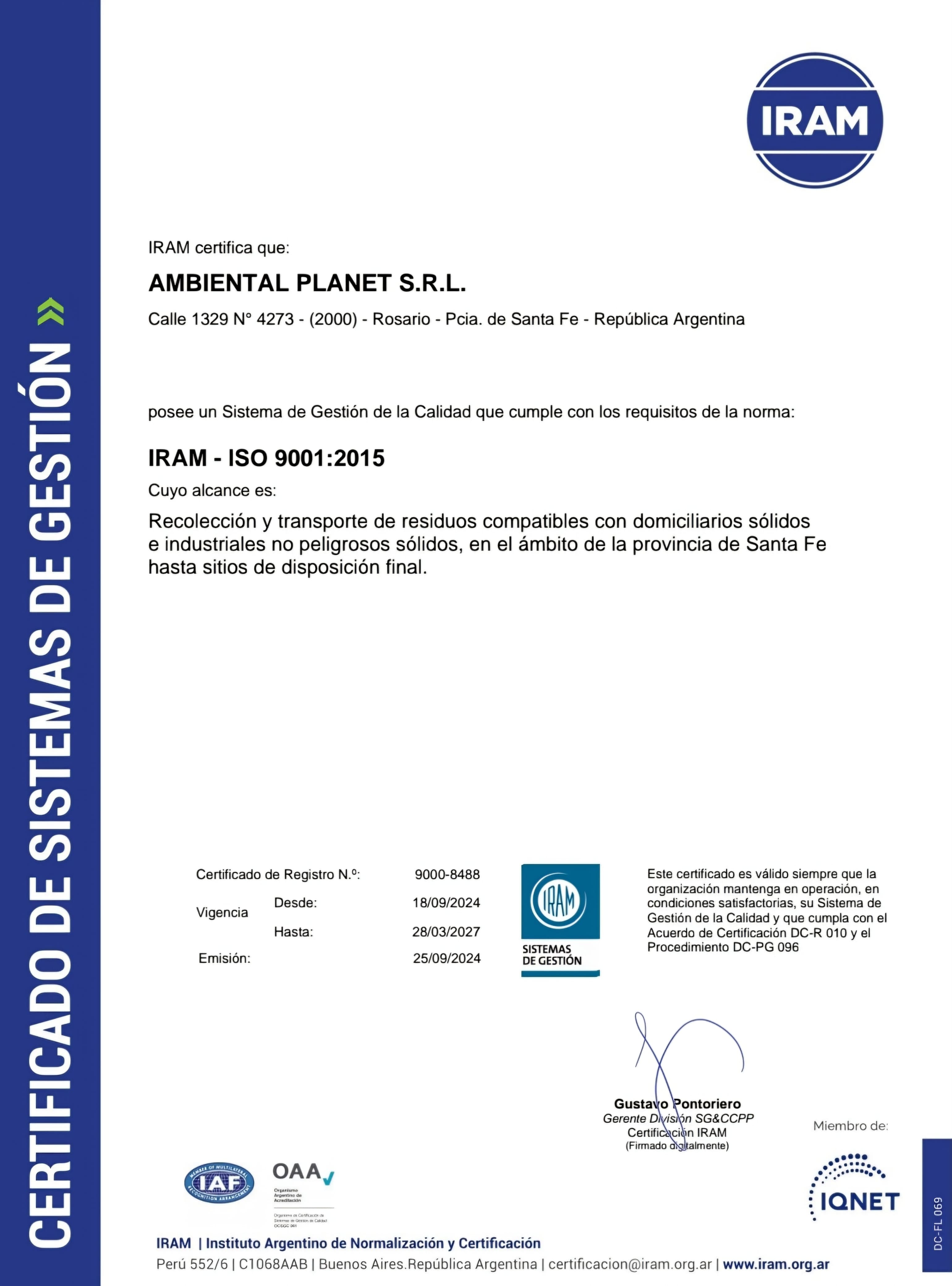 Certificación IRAM ISO 9001
